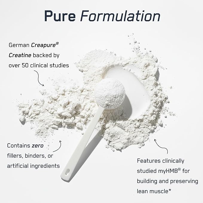 SteelFit Creatine HMB Powder - 5g Creapure Creatine Monohydrate Powder 3g myHMB &amp 1000 IU Vitamin D - Workout Supplement Supports Muscle Growth Strength Recovery &amp Energy - Unflavored 30 S