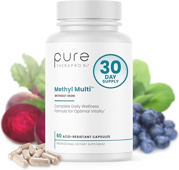 Pure Therapro Rx Methylated Multivitamin for Men and Women | Methyl Multi Without Iron + Methyl B12 &amp Methylfolate | Pharma Grade | 60 Capsules 1-Month Supply