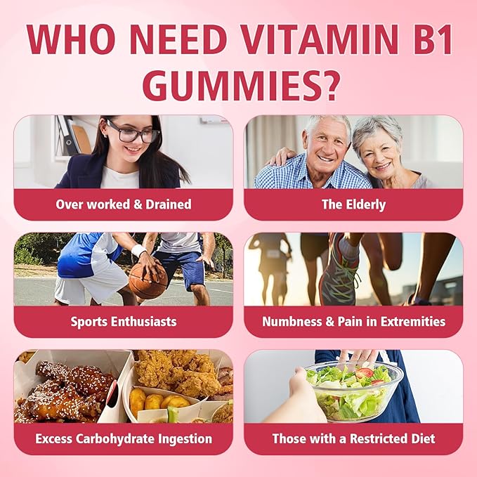 Pack of 2 Vitamin B1 Gummies 500mg for Adults &amp Kids Thiamine B1 Supplement with Magnesium Vitamin B1 Supplement for Nervous System Supports &amp Boost Energy Raspberry Flavor 120 Count