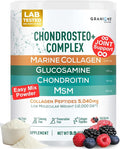 Granions Glucosamine Chondroitin MSM Powder 1550mg – Joint Supplements for Men and Women - Chondrosteo Hydrolyzed Marine Collagen Peptides Essential Vitamins Glucosamine Complex – Wild Berry 9.9oz
