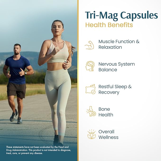 Vykee Nutrition Tri-Mag 300 Triple-Source Magnesium Complex – Supports Heart Nerve and Bone Health – Vegan Non-GMO Gluten-Free – 300 mg 120 Count