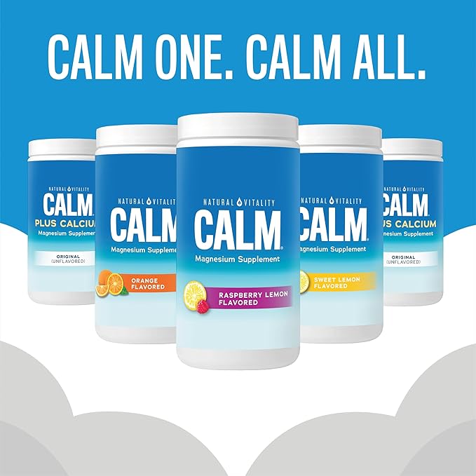 Natural Vitality Calm Magnesium Supplement Anti-Stress Drink Mix Powder Gluten Free Vegan &amp Non-GMO Orange 8 oz