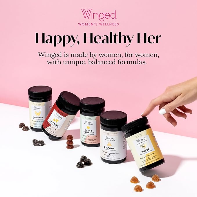 Winged Wellness Sleepyhead Natural Sleep Gummies for Women - Prime Sleep Support Aid for Adults with 3mg Melatonin L-Theanine 5-HTP - Blueberry Lavender Flavored - 30 Servings