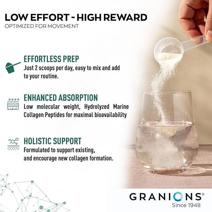 Granions Glucosamine Chondroitin MSM Powder 1550mg – Joint Supplements for Men and Women - Chondrosteo Hydrolyzed Marine Collagen Peptides Essential Vitamins Glucosamine Complex – Wild Berry 9.9oz