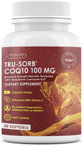Tru-Sorb Natural COQ10 100mg: 30 Softgels - Supplement with Naturally Fermented 100% High-Potency Coenzyme q10 Ubiquinone Vitamin E 6X Ultra high Absorption for Cellular &amp Heart Health Support