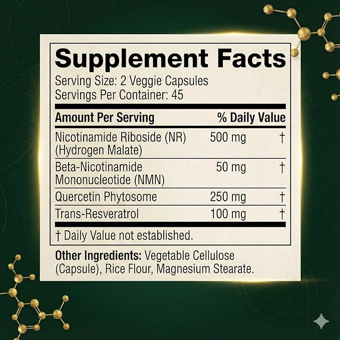 Liposomal NAD+ NMN Supplement with COQ10 Nicotinamide Riboside Trans-Resveratrol 900mg 90 Veggie Capsules