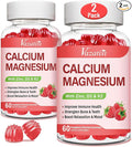 Calcium Magnesium Zinc Gummies with Vitamin D3 &amp K2 High Absorption Magnesium Glycinate Potassium for Immune and Calm Mood Raspberry Flavor 120 Gummies