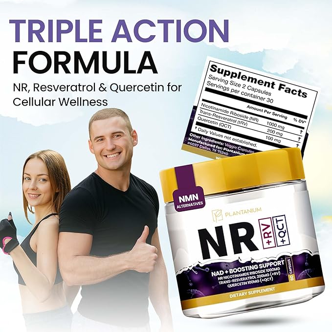 NAD+ for Women &amp Men Nicotinamide Riboside resveratrol 1000mg Organic Quercetin &amp Betaine 60 Capsules