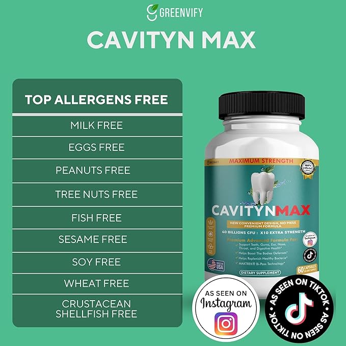 Cavityn Max Probiotic Supplement 40 Billion CFU 60 Capsules Digestive Health Support (2)