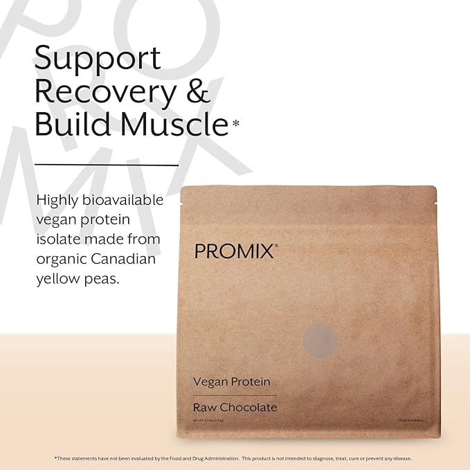 ProMix Nutrition Plant-Based Vegan Protein Powder Raw Chocolate - Pea Protein &amp Vitamin B-12 - ­Post Workout Fitness &amp Nutrition Shakes Smoothies Baking &amp Cooking Recipes - 5 Pound (Pac
