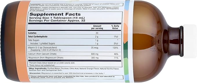 LifeTime Vitamins - Liquid Calcium Magnesium Supplement for Women &amp Men with Vitamin D Muscle and Bone Health Support with Magnesium &amp Calcium Citrate - Natural Orange Vanilla Flavor 16 fl