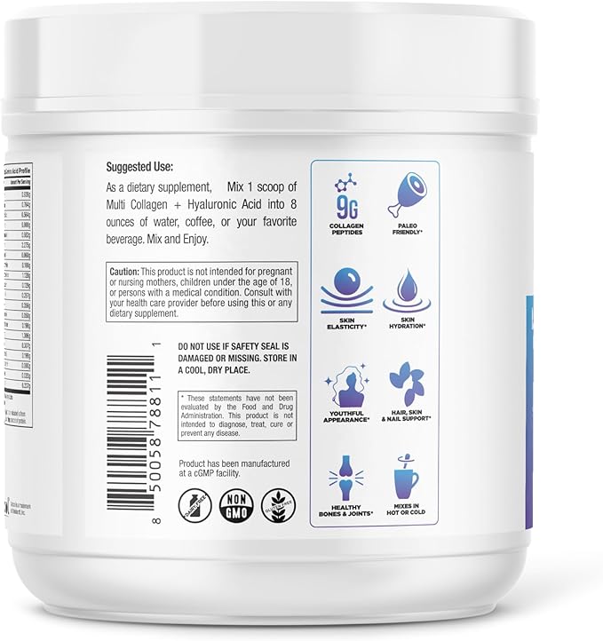 DR. EMIL NUTRITION Multi Collagen Peptides Plus - Pumpkin Flavor | 9g Collagen with Hyaluronic Acid for Skin Hair Nails &amp Joint Support | Non-GMO Gluten-Free 10.7 oz