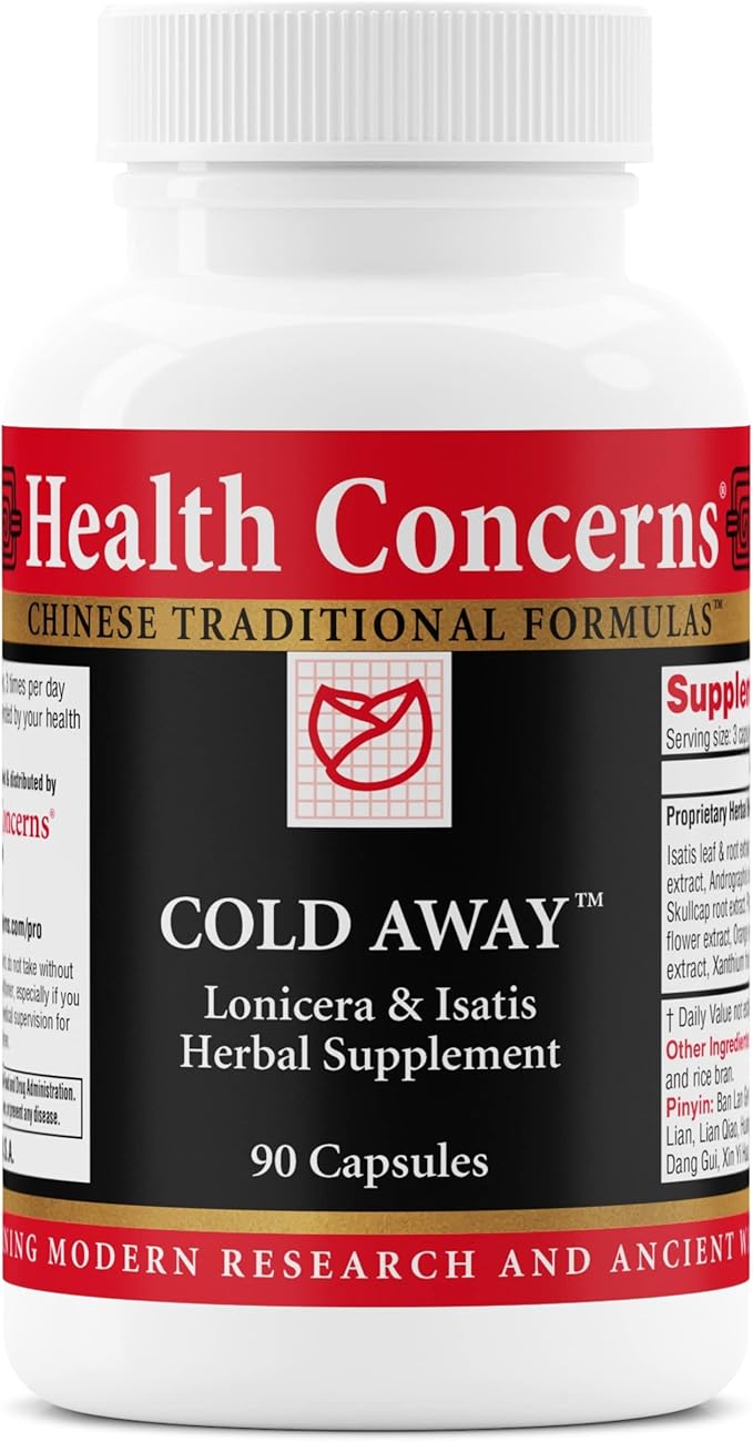 Health Concerns Cold Away - Immune Support &amp Defense - Vitamin Supplement for Flu Relief &amp Colds - Immunity System Booster - Licorice Root Dong Quai Chinese Skullcap &amp Andrographis - 90