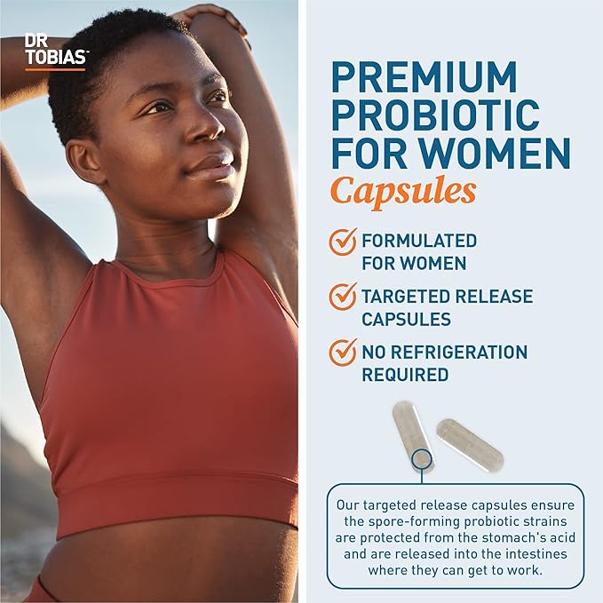Dr. Tobias Probiotics for Women 5 Billion CFUs Plus Prebiotics &amp Cranberry Extract for Urinary Tract Health for Women Supports Digestive &amp Immune Health 60 Capsules 30 Servings