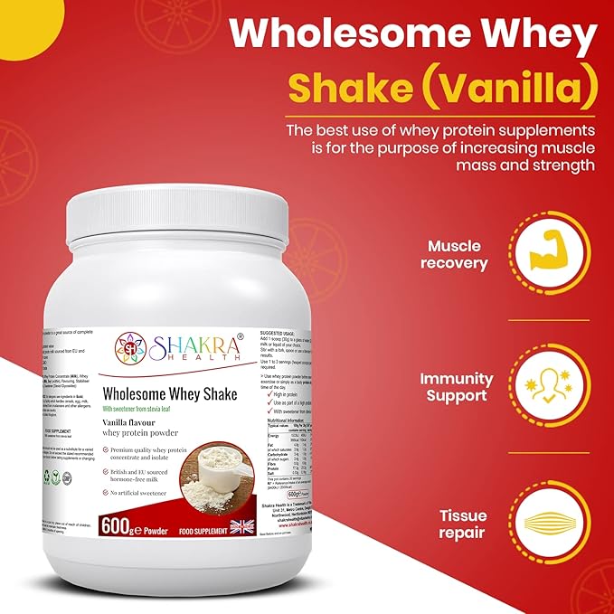 Wholesome Whey Protein Shake (Vanillla) - Spirituality Science &amp Supplements by Shakra Health