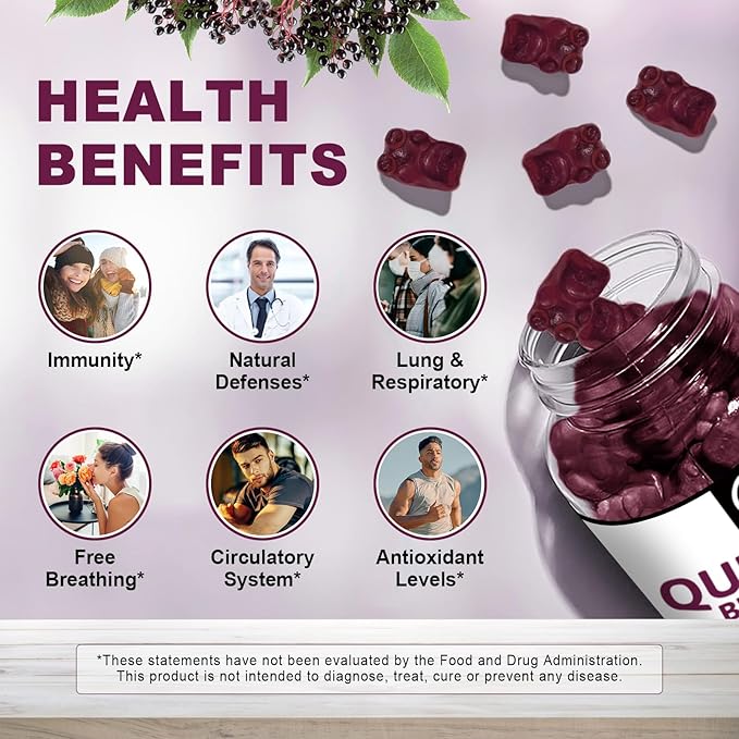 (2 Pack) Quercetin Gummies - Quercetin with Bromelain 2378mg - Blend with Elderberry Echinacea Purpurea Extract Zinc Vitamin CD3K2 Complex Supports Immune Cardiovascular &amp Respiratory Funct