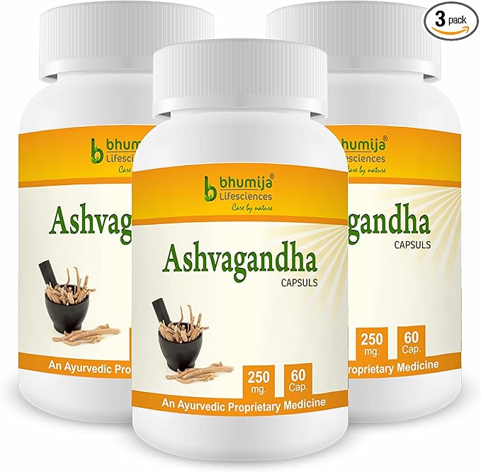 Bhumija Lifesciences Ashvagandha Capsules 60's (Pack of Three)