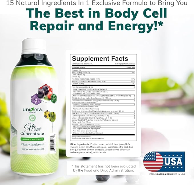 Xtra Concentrate Vitamin B Complex Vital Energy 15 All-Natural Ingredients Manage Stress Improve Joint Health Enhanced Antioxidant Protection Liquid 30-Day Supply 33oz Bottle