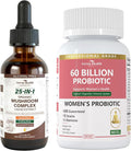 Probiotics and Organic Prebiotics for Women pH Balance 25-in-1 Organic Mushroom Complex Supplement Liquid Drops