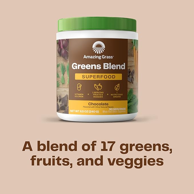 Build Your Smoothie Isopure Chocolate Bundle Dutch Chocolate Low Carb Protein Powder (14 Servings) and Amazing Grass Greens Chocolate Blend Superfood (30 Servings)
