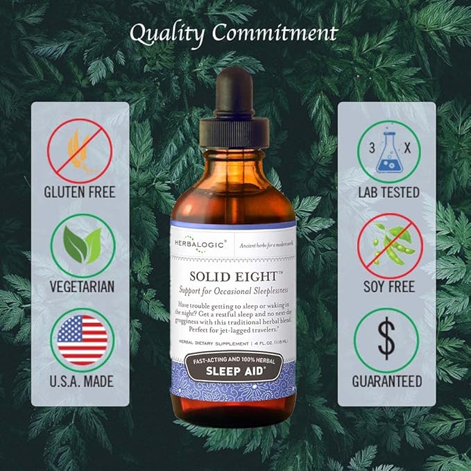 Herbalogic - Solid Eight Liquid Herb Drops - Fast Acting Herbal Sleep Aid - Promotes Restful Recuperative Sleep Without Next-Day Grogginess - 4 Fl Oz