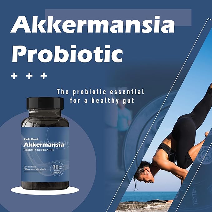 Akkermansia Probiotic with Prebiotic Fiber - Increases GLP-1 Production Delayed Release Third-Party Tested 100M AFU Live Strain for Gut Health for Men &amp Women (2pcs)