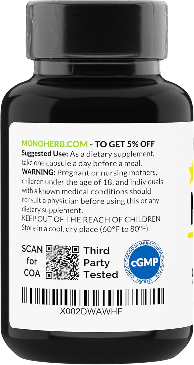 MONOHERB NADH 20 mg - 90 Vegetarian Capsules - Reduced Nicotinamide Adenine Dinucleotide Supplement