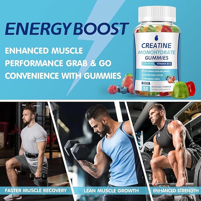 Creatine Monohydrate Gummies 5000mg Creatine for Women &amp Men 2 Packs Creatine Monohydrate Chew for Boost Focus Muscle Strength 5g Creatine Monohydrate per Serving Sugar Free Vegan