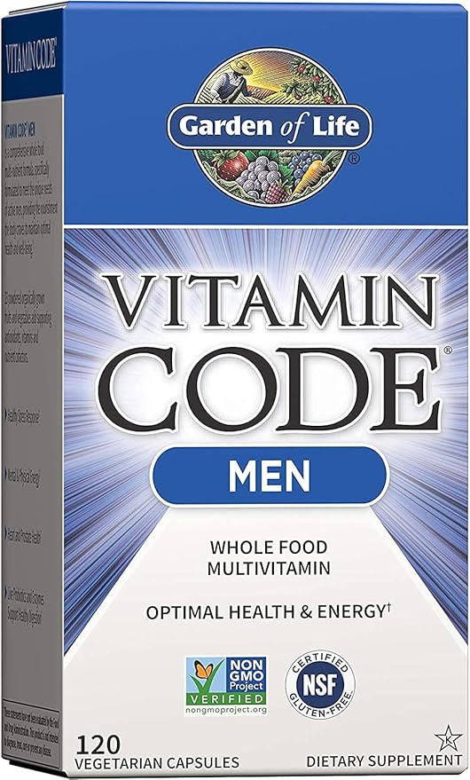 Garden of Life Men's Multivitamin Code Whole Foods Fruit Veggie Blend Probiotics Energy Heart Prostate Health with Life Extension Neuro-mag Magnesium L-threonate for Brain Health Memory Attention Vege