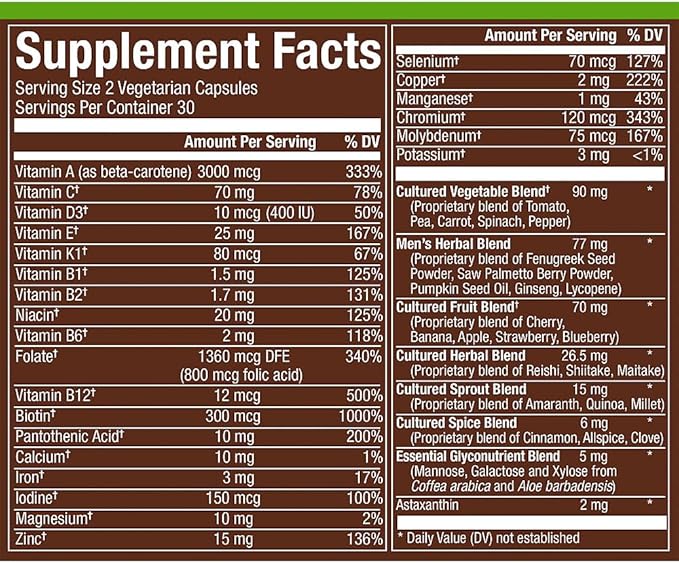 plnt Fermented Whole Food MenaTMs 50+ Multivitamin (60 Vegan Capsules)
