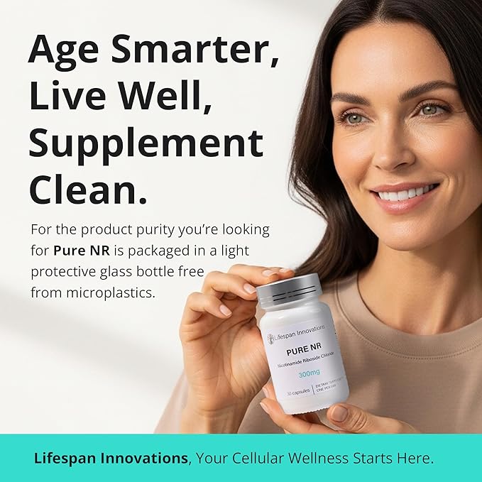 Lifespan Innovations Pure NR Nicotinamide Riboside 300mg - Single Ingredient Supplement - Supports NAD⁺ Levels Cellular Energy &amp Healthy Aging. No Fillers or Binders. 30 Capsules Glass Bottle