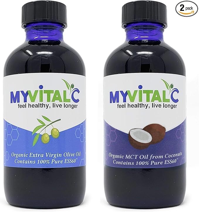MyVitalC Combo - ESS60 Organic MCT Coconut Oil &amp Extra Virgin Olive Oil - Pack of 2