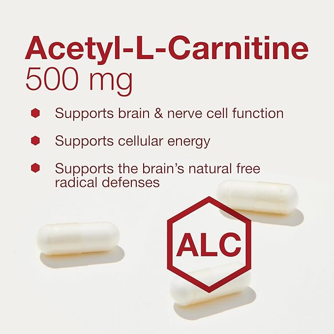 PROTOCOL FOR LIFE BALANCE Acetyl- L-Carnitine 500mg - Energy Supplement Nerve and Brain Support - 100 Veg Caps