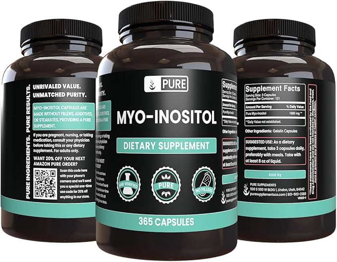 Myo-Inositol (365 Capsules) No Magnesium Or Rice Fillers Always Pure Lab Verified