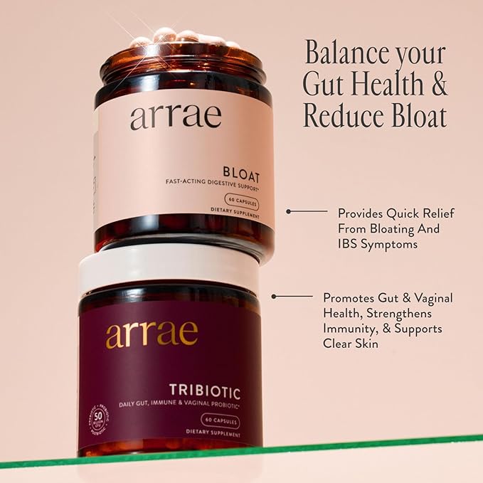Arrae Fast-Acting Bloating Relief Digestive Enzymes All Natural Bloat Gas &amp Indigestion Relief Capsules 60 Count
