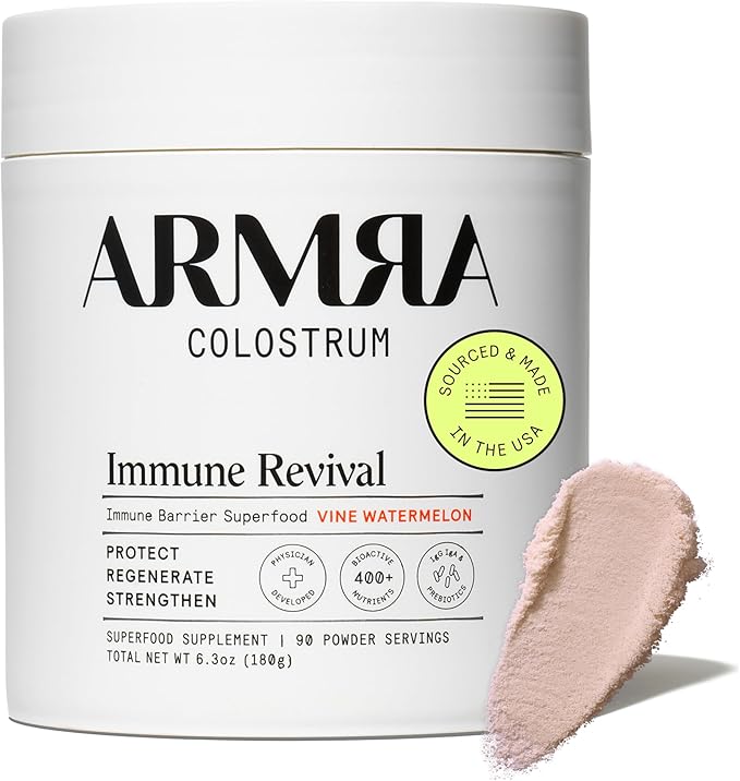 ARMRA Colostrum Powder | Vine Watermelon | Gut Health &amp Bloating | Skin &amp Hair | Immunity | Keto Gluten &amp Fat-Free | 90 Servings