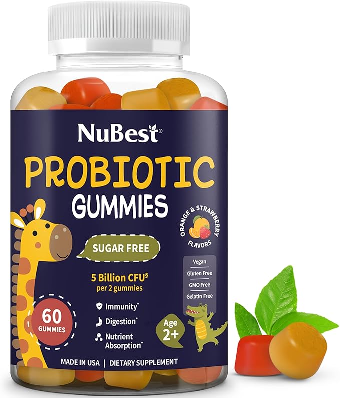 NuBest Bundle Tall Gummies &amp Probiotic Gummies - Daily Nutrition for Bone Growth Brain Growth Eye Health Immunity &amp Digestive Support for Kids &amp Teens