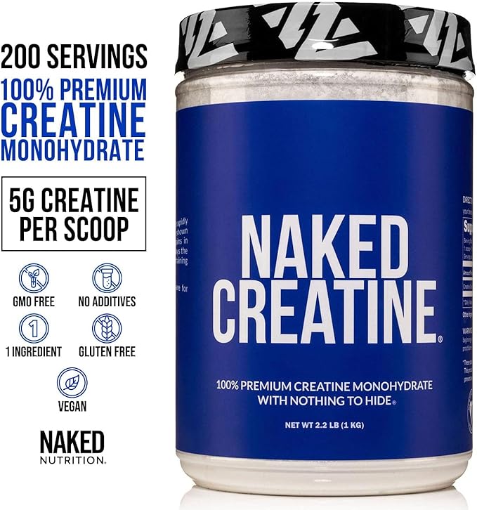 NAKED Vanilla Pea Protein Isolate 1LB Pure Micronized Creatine Monohydrate 1000g (200 Servings) – Vegan Bulk Non-GMO Gluten Free Soy Free