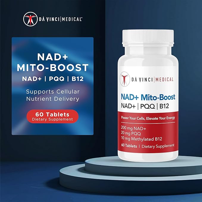 NAD+ Mito Boost Supplement with PQQ &amp B12 Cellular Coenzyme Formula 60 Capsules