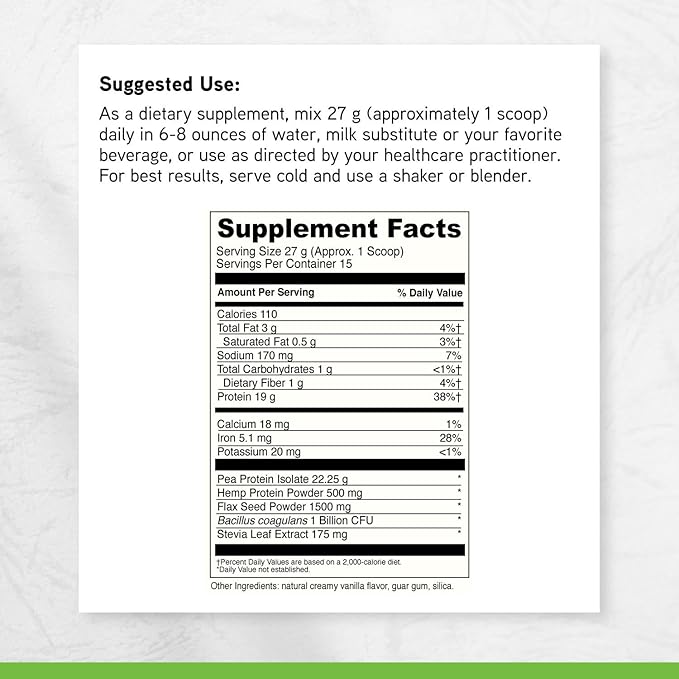 DaVinci Labs Vegan Protein - Protein Powder Supplement Supports Muscle &amp Tissue Repair* - Vegan Protein Supplement with Pea Protein &amp Flax Seed - Creamy Vanilla 15 Servings (405 g)