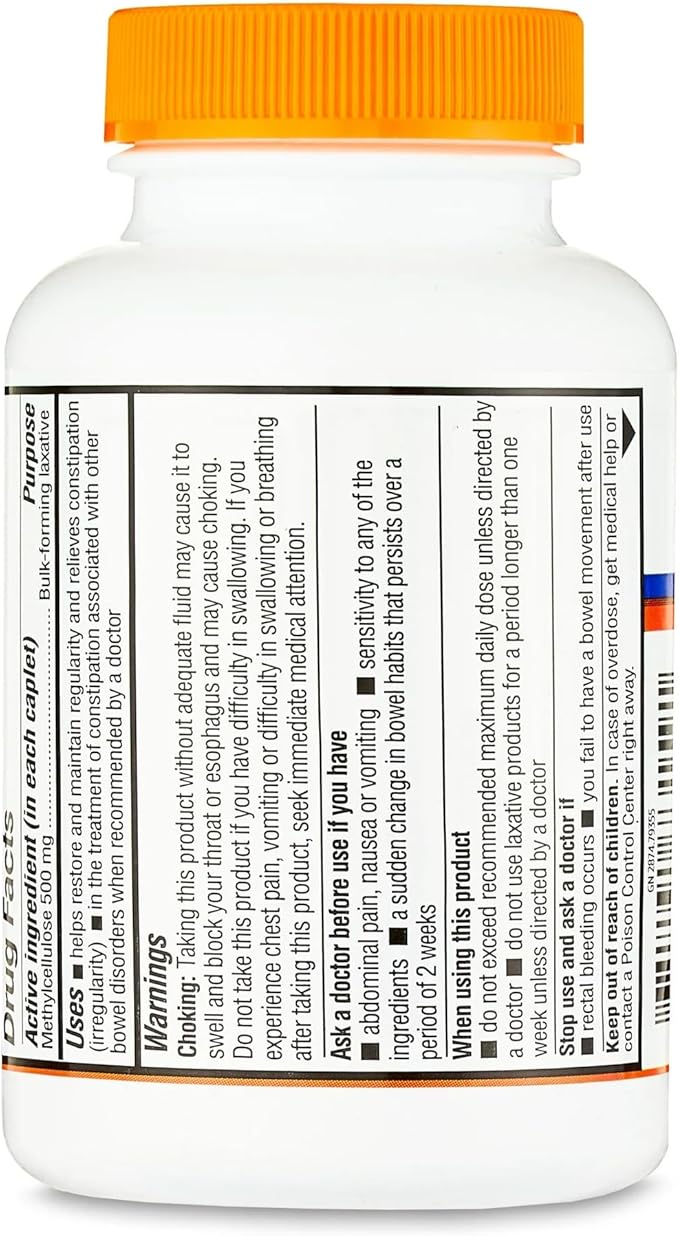 KP+ Equate Fiber Therapy Caplets with Methylcellulose 500 mg | 100 Caplets | Soluble Methylcellulose for Digestive Regularity | Gentle Non-Stimulant Laxative | Pack of 2