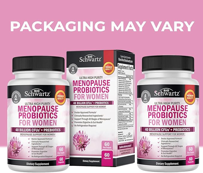 BioSchwartz Probiotic Menopause Supplement for Women (2 Month Supply) Plus Daily Multivitamin for Women 50 &amp Over (1 Month Supply)