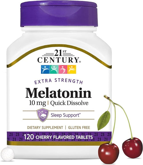 21st Century Melatonin 10 mg Quick Dissolve Tablets Cherry - 120 ct Pack of 5
