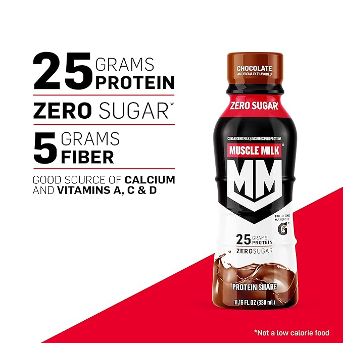 Muscle Milk Genuine ShakeStrawberry11.16 Fl Oz Bottles(Pack of 24)