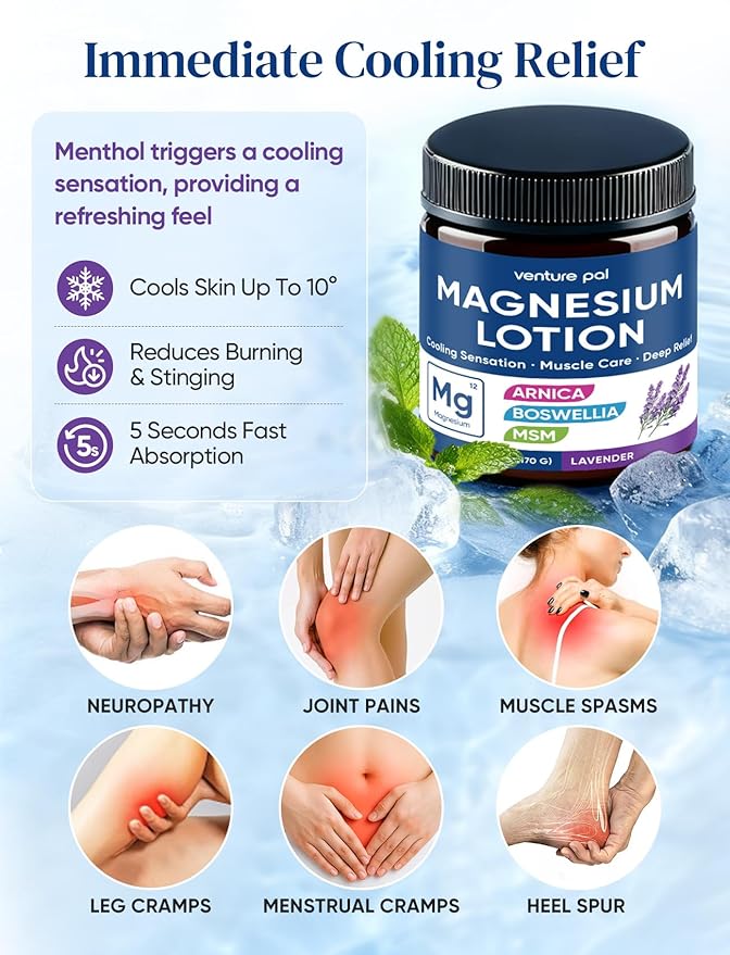 Venture Pal Magnesium Lotion + Calming Powdered Drink Mix - Sleep &amp Relaxation - Vegan &amp On The Go