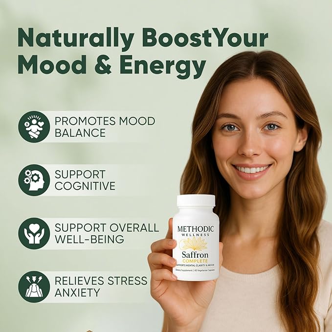 Saffron Complete Supplements 88.5mg Saffron Extract for Mood Energy Stress Relief &amp Sleep Non-GMO &amp Gluten-Free – 60 Vegetable Capsule