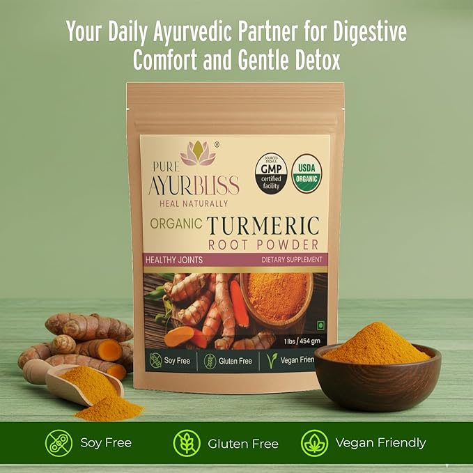 100% Organic Turmeric Powder for Daily Balance with Curcumin for Joint Health Immune Support and Gut Wellness Ayurvedic Superfood for Cooking Golden Milk DIY Masks - 16oz