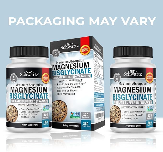 Vitamin B Complex with Vitamin C (4 Month Supply) Plus High Absorption Magnesium Bisglycinate Capsules (4 Month Supply)