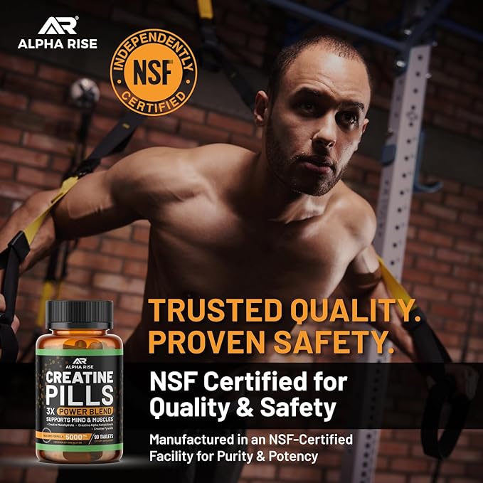 Creatine Pills for Men – Creatine Capsules with 3X Power Blend (Monohydrate Creatine AKG &amp Pyruvate) | 5g Creatine per Serving | No Powder Creatine Tablets | Non-GMO | 90 Tablets
