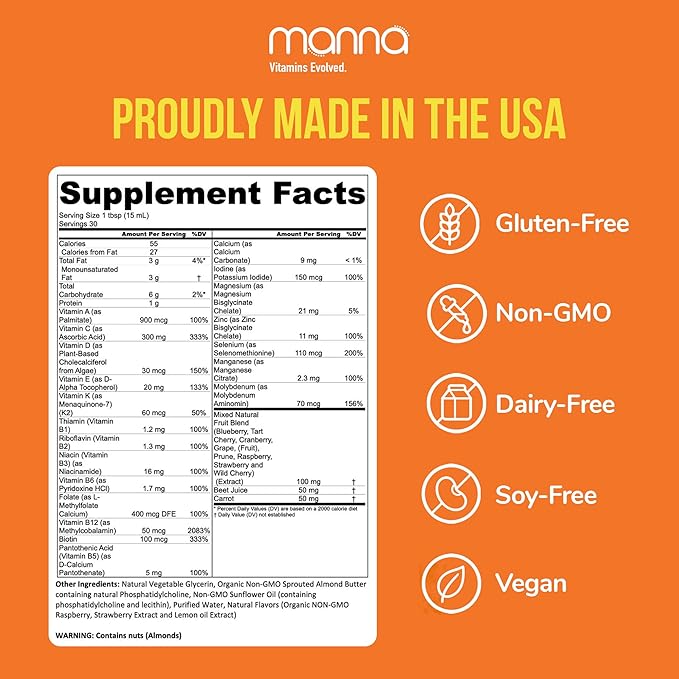 Manna Vitamins Evolved Liposomal Multivitamin - Daily Multivitamin Provides 20 Vitamins and Minerals - Multivitamins for Men and Women - Boosts Immune System Supports Energy and Metabolism 2 Pack